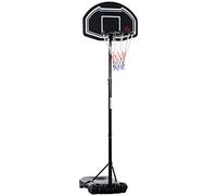 HOMCOM Cestino da basket per esterni, altezza regolabile 160-210 cm, cestino da basket portatile con bordo in PE, ruote e base imbottita con scanalatura per adolescenti e adulti