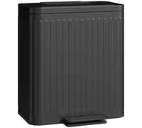 HOMCOM Cestino da cucina, 2 x 20 L scomparti, separazione rifiuti efficiente, pedale, Plastica, Metallo, Nero Aosom Italy