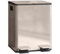 HOMCOM Cestino doppio per la cucina, 2 cestini doppi in acciaio inox da 20 l con coperchio a chiusura morbida, secchi interni rimovibili, a prova di impronte digitali per il riciclaggio e i rifiuti,
