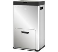 HOMCOM Pattumiera Differenziata a 3 Sezioni da 56L a Pedale, Cestino Rifiuti in Acciaio e PP con Chiusura Silenziosa, Secchi Interni Rimovibili e Supporto per Deodorante, 45.7x35.8x76 cm, Argento