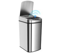 HOMCOM Bidone Immondizia da 12L a Infrarossi in Acciaio Inox 28x22x41 cm Argento