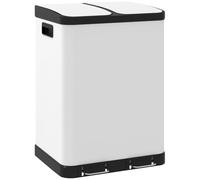 HOMCOM Cestino per rifiuti cucina con pedale 2x7,9Gal(2x30L) Bianco