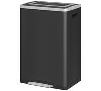 HOMCOM Bidone Spazzatura a 2 Sezioni da 20L a Pedale con Coperchio a Chiusura Morbida, Cestino Immondizia in Acciaio Inox e PP, 40x34.8x59 cm, Nero