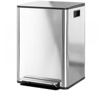 HOMCOM Cestino Rifiuti a 2 Sezioni da 30L in Acciaio e PP 47.7x37.5x66.8 cm