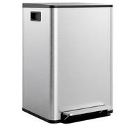 HOMCOM Cestino Rifiuti a 2 Sezioni da 30L in Acciaio e PP 47.7x37.5x66.8 cm