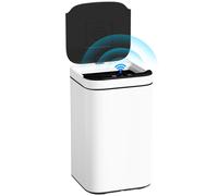 HOMCOM Cestino Spazzatura da 13L con Sensore in Acciaio e PP Bianco e Nero
