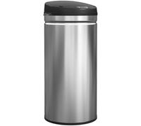 HOMCOM Cestino Spazzatura da 42L con Sensore di Movimento e Apertura Automatica, Bidone Rifiuti in Acciaio Inox e ABS, 30.5x30.5x68 cm, Nero e Argento