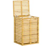 HOMCOM Cesto Portabiancheria a Doghe, Cesto per Biancheria Sporca, in Bambù e Poliestere, Coperchio e Sacca Rimovibile, Bagno e Camera da Letto, 44x37x62.5 cm, Color Legno