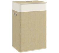 HOMCOM Cesto della biancheria sporca con coperchio 72 l, cesto biancheria in bambù con borsa interna rimovibile e manici per lavanderia camera da letto, 40 x 30 x 60 cm naturale