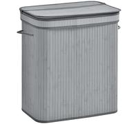 HOMCOM Cesto portabiancheria 100L Cesto portabiancheria con coperchio, pieghevole, rivestimento interno rimovibile, contenitore per biancheria da bagno, 52 x 32 x 63 cm, grigio