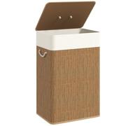 HOMCOM Cesta Porta Biancheria 72L con Coperchio in Bambù e Sacco Rimovibile
