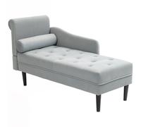 HOMCOM Chaise Longue con Rivestimento Trapuntato Effetto Velluto Grigio