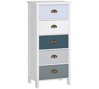 HOMCOM Chiffonnier cassettiera 5 cassetti multicolore con maniglia in metallo scocca in MDF - dim. 45L x 30L x 95,4H cm