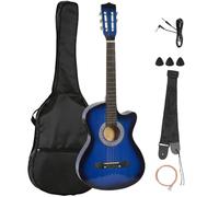 HOMCOM Chitarra acustica elettrica 38 pollici full size classica Blu | Chitarra per principianti, adolescenti, adulti, finitura lucida, custodia, cinghia, plettri, corde di ricambio