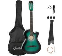 HOMCOM Chitarra Elettrica 38 Pollici con Custodia, Tracolla, Verde Scuro | Chitarra Classica, per Principianti Junior e Adulti, con Finitura Lucida, Plettri e Corde di Ricambio