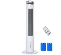 HOMCOM Climatizzatore raffrescatore d'aria/ventilatore colonna/umidificatore/purificatore 4 in 1-oscillante-timer, 3 modalità, 3 velocità - telecomando serbatoio 2L con 2 blocchi refrigeranti