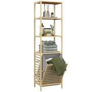 HOMCOM Colonna Bagno con 3 Ripiani e Cesto Portabiancheria 44x33x160cm