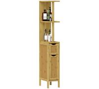 HOMCOM Colonna Bagno con Ripiani Aperti e Armadietti 18x30x120 cm Colore Legno