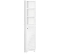 HOMCOM Colonna Bagno con Ripiano e Armadietto Chiuso, 34x20x165 cm, Bianco