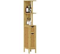 HOMCOM Colonna Bagno Mobile Bagno Salvaspazio, 18x30x120 cm, Colore Legno