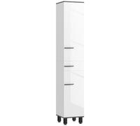 HOMCOM Mobile alto bagno Colonna con 2 armadietti, ripiani e cassetto 34x32x190 cm Bianco