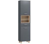 HOMCOM Colonna Bagno Moderna con Cassetto e Armadietti 40x24x160 cm Grigio