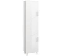 HOMCOM Colonna Bagno Salvaspazio Moderna con Due Armadietti, Mobile Bagno Alto da Terra con Ripiani Regolabili in Legno MDF, 40x30x167.5 cm, Bianco Lucido