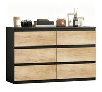 HOMCOM Comò con 6 Cassetti e Maniglie Scanalate, 80x40x80 cm, Rovere