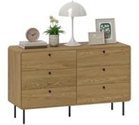 HOMCOM Comò da Camera da Letto 6 Cassetti 120x40x75 cm, Rovere