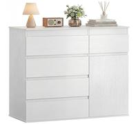 HOMCOM Comò Moderno 5 Cassetti Armadio 100x40x80cm Bianco