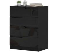 HOMCOM Comò Moderno con 4 Cassetti, 60 x 40 x 85 cm, Nero Lucido