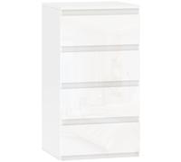 HOMCOM Comò Slim, 4 cassetti lucidi, bianco, per camera da letto. Aosom Italy
