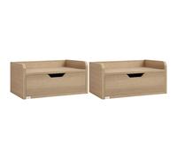 HOMCOM Comodini Sospesi Design a Parete Set 2 Pezzi in Truciolato