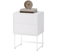 HOMCOM Comodino 2 Cassetti Moderno con Apertura a Pressione 40x30x50cm Bianco