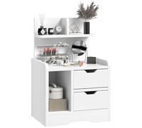 HOMCOM Comodino Camera da Letto con 2 Cassetti 40x30x60 cm Bianco Lucido