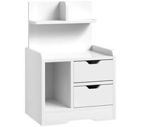 HOMCOM Comodino Camera da Letto con 2 Cassetti e Mensole Portaoggetti, Comodino Moderno in Legno, Bianco Lucido Aosom Italy