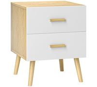 HOMCOM Comodino Camera da Letto con 2 Cassetti in Legno, Comodino Moderno da Salotto e Soggiorno, 40x40x50 cm, Rovere