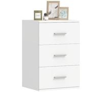 HOMCOM Comodino Camera da Letto con 3 Cassetti in Legno 40x35x60 cm Bianco
