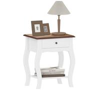 HOMCOM Comodino Camera da Letto con Cassetto, 45x35x55 cm, Bianco e Rovere