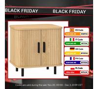 Homcom Comodino Camera da Letto con Porte Scorrevoli 2 Ripiani e Gambe in Acciaio Stile Scandinavo 48X40X48 cm Rovere