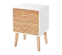 HOMCOM Comodino Camera da Letto Design Moderno 2 Cassetti Ampio Piano, Legno, 40x30x55.5 cm