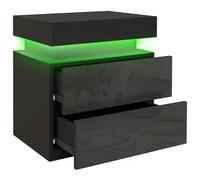 HOMCOM Comodino Moderno a Luci LED con 2 Cassetti in Legno Nero