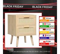 Homcom Comodino con 2 cassetti e gambe in legno 40X40X56 cm Naturale