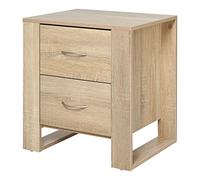 HOMCOM Comodino con 2 cassetti gambe e base rialzata per camera da letto Tavolino per soggiorno stile moderno 48x39x54 cm Rovere