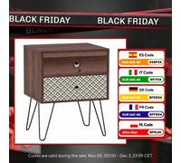 Homcom Comodino con 2 Cassetti Gambe in Acciaio Stile Boemo per Camera da Letto Soggiorno 45X39X55.5 cm Marrone