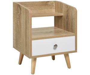HOMCOM Comodino con Cassetto e Mensola, Mobiletto Basso per Camera da Letto, Tavolino da Salotto Salvaspazio in Legno, Bianco Aosom