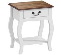 HOMCOM Comodino con Cassetto e Ripiano Aperto in Stile Francese in Legno, 45x35x55 cm, Bianco e Rovere Aosom Italy