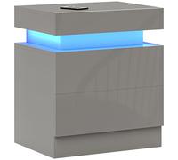 HOMCOM Comodino con luci a LED, 2 cassetti e telecomando per camera da letto, soggiorno, 45 x 35 x 52 cm grigio