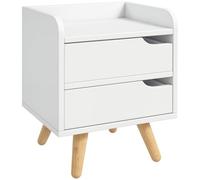 HOMCOM Comodino da Camera da Letto Salvaspazio, 33 x 28 x 42cm, Bianco | Moderno Comodino con 2 Cassetti, Design Semplice, Legno Bianco, Piedini in Legno di Pino