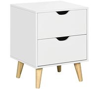 HOMCOM Comodino da Notte in stile scandinavo con 2 cassetti, bianco ed effetto legno, 40 x 35 x 50,5 cm